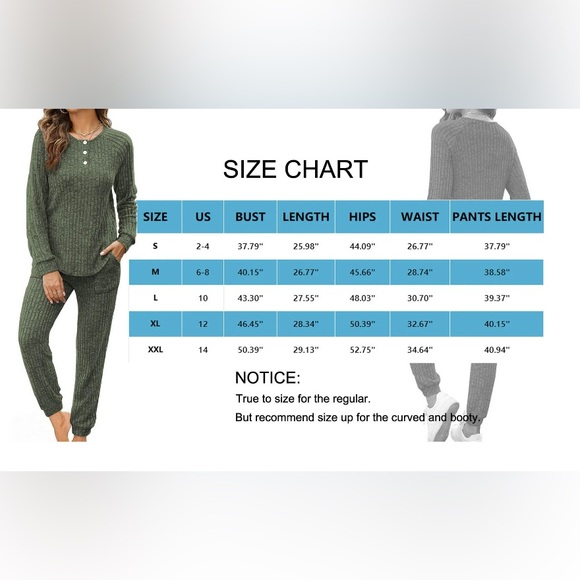 Cozy Ribbed Knit Lounge Set- Green - Picture 5 of 5